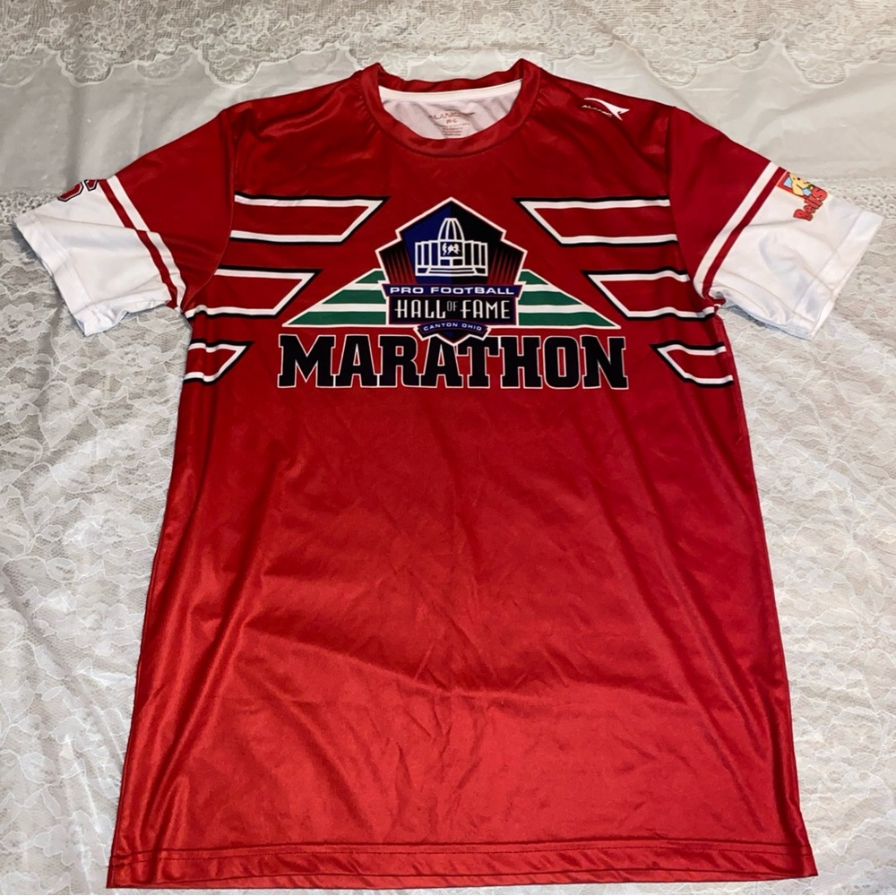 Red Marathon Men’s Jersey Pro Fooball Hall of Fame Canton Ohio Half Marathon